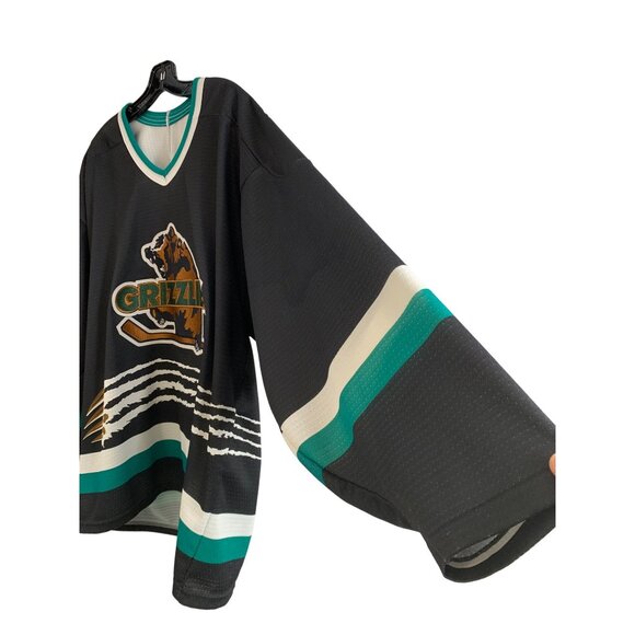 Rare Utah Grizzlies VTG 90s Bauer Authentic Jersey Mens XL Black Hockey 7077 - Picture 5 of 13